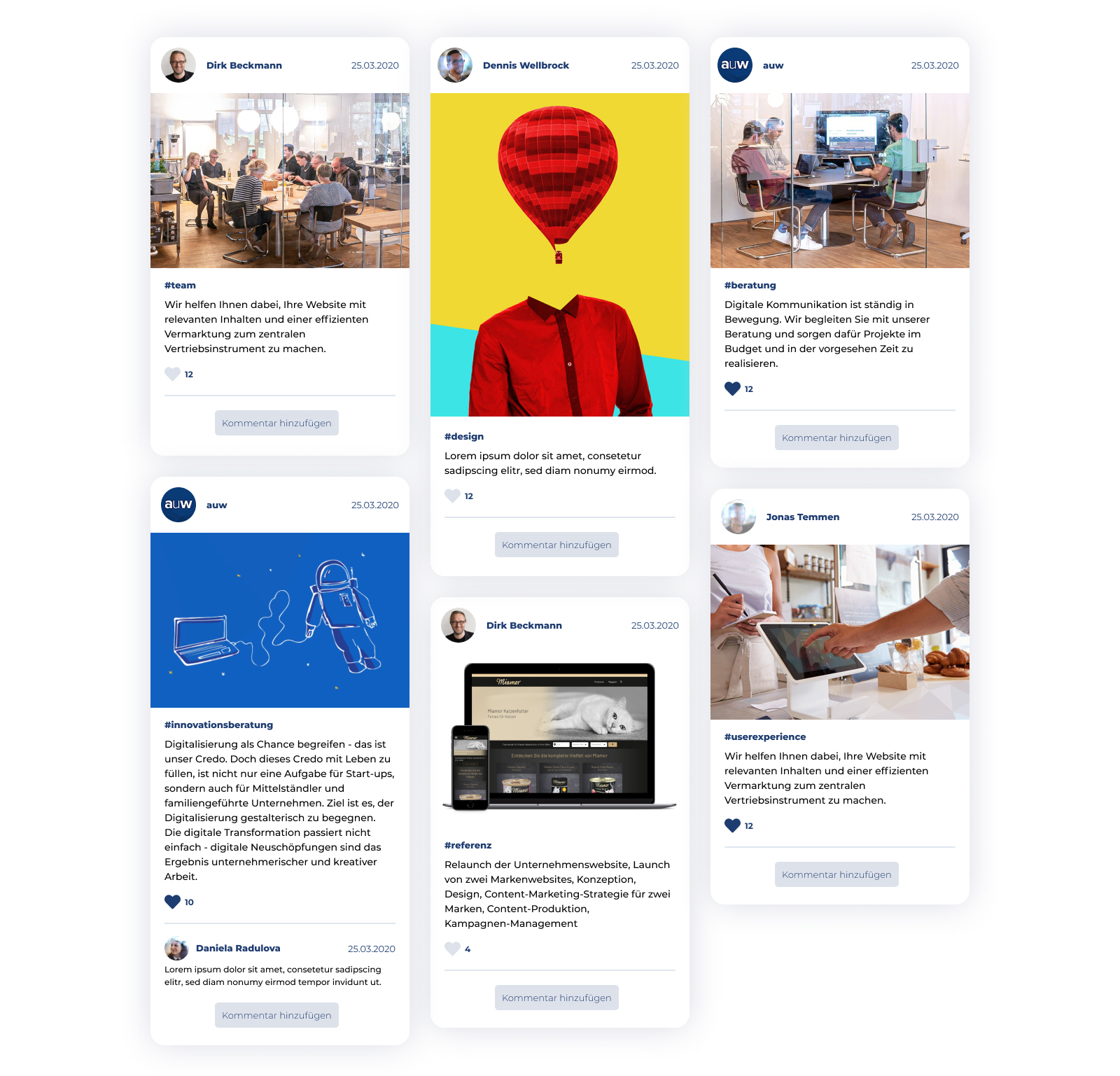 Screenshot der artundweise Social Wall