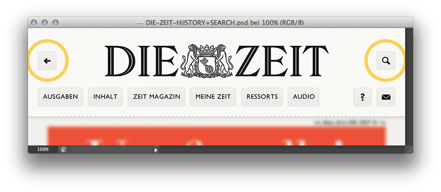 Zurück und Suche erlaubt einfache Navigation