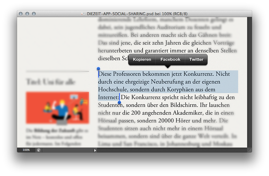 Social Sharing jederzeit möglich