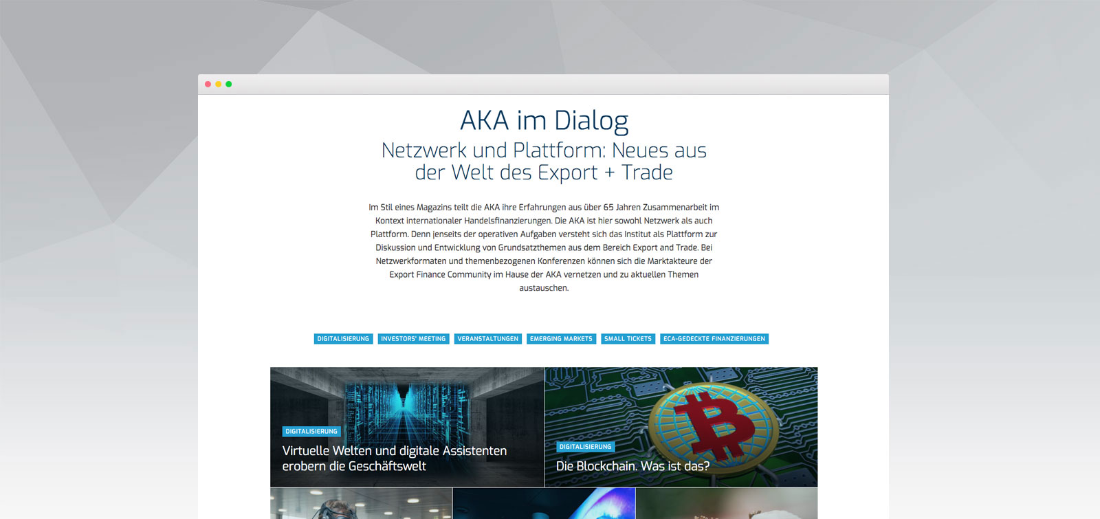 Screenshot der AKA-Bank-Homepage
