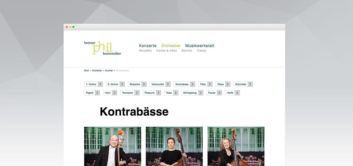 Ein Screenshot von der Bremer Philharmoniker Website