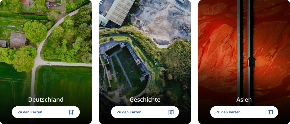 Drei Teaser für unterschiedliche Kartenbereiche