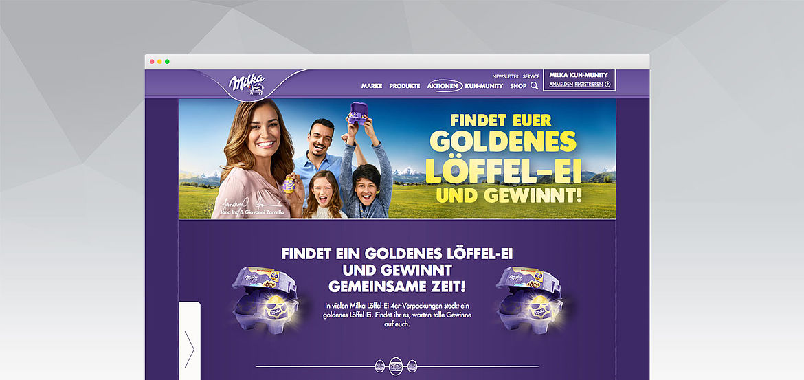 Ein Screenshot von der Milka Website