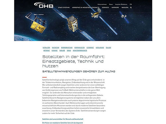 Screenshot der OHB Website