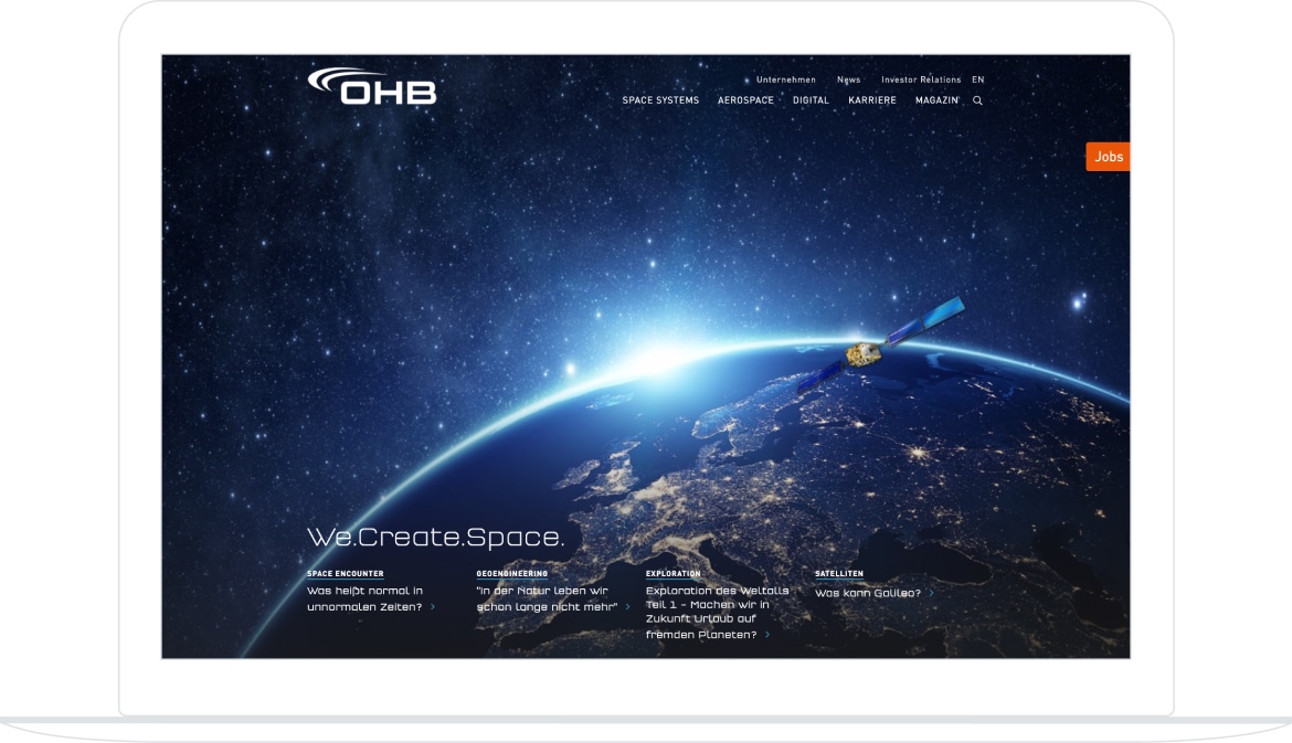 Ein Macbook auf der OHB Homepage