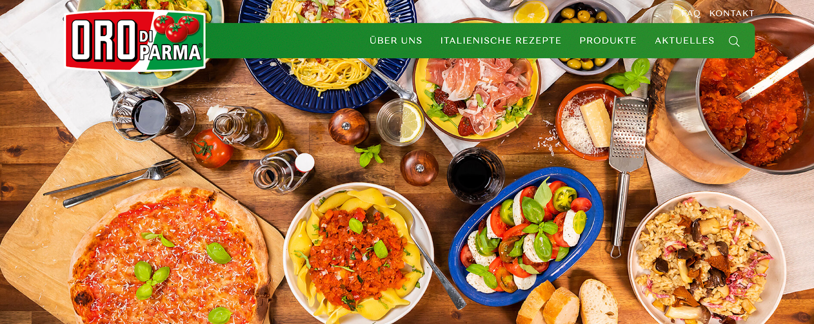 Ein Tisch mit Spezialitäten der italienischen Küche