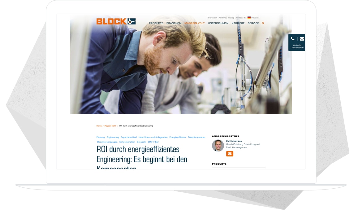Ein weißes Macbook, das die Block Startseite anzeigt.