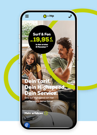 Website-Mockup der Referenz htp
