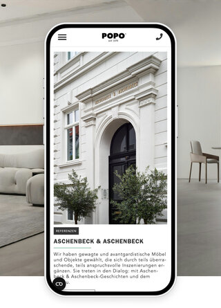 Website-Mockup der Referenz POPO Bremen