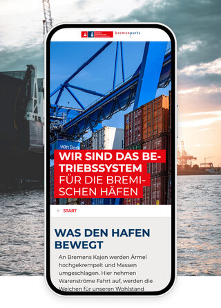 Website-Mockup der Referenz bremenports