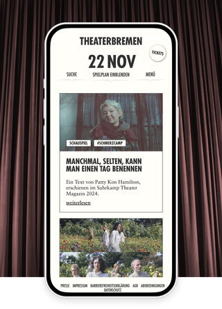 Website-Mockup der Referenz Theater Bremen