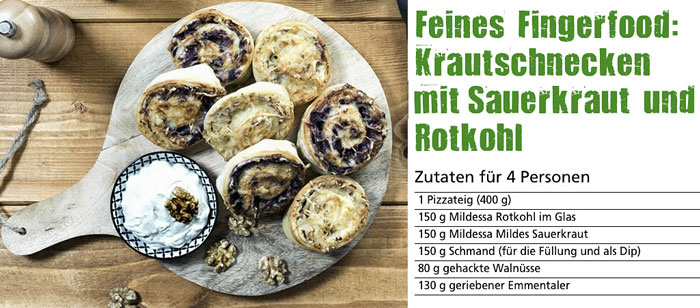 Rezept für Krautschnecken mit Sauerkraut und Rotkohl